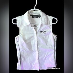 Y2k Harley Davidson size M vest white button up H-D logo good used condition
